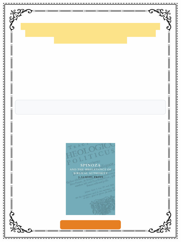 Spinoza and The Irrelevance of Biblical Authority J. Samuel Preus Ebook ...