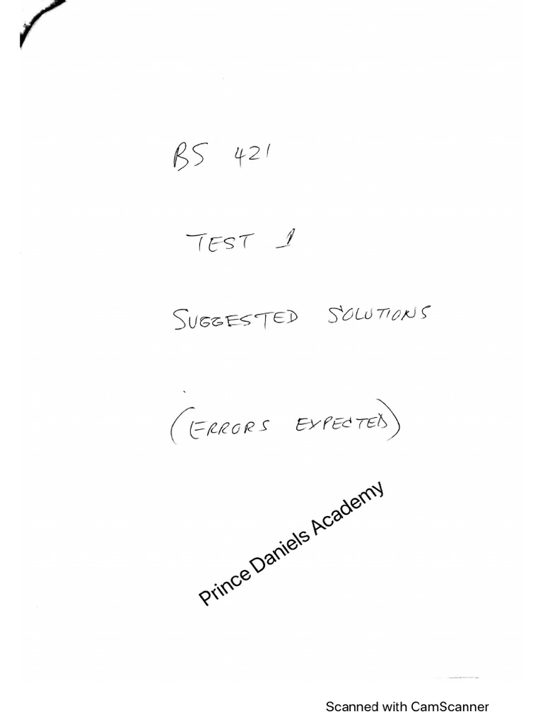 Bs 421 Test 2024 Solutions | PDF