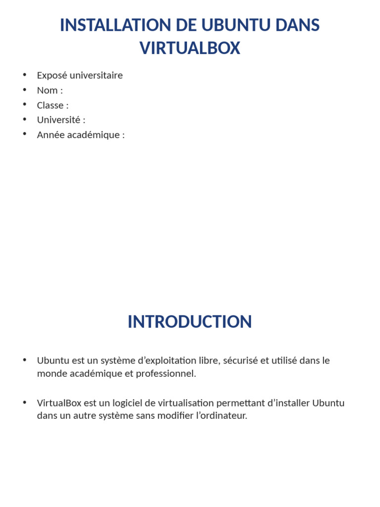 Installer Ubuntu sur VirtualBox : Guide Pratique | PDF