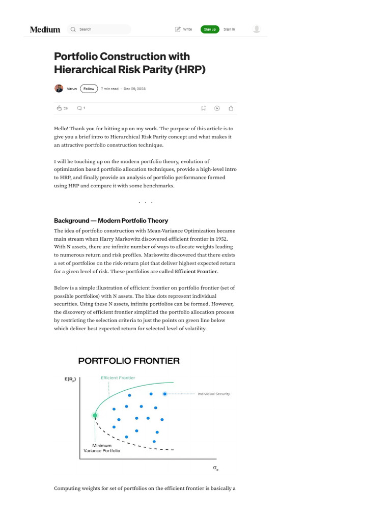 Hierarchical Risk Parity Portfolio Guide | PDF | Modern Portfolio ...