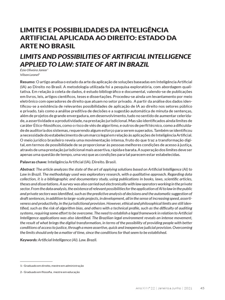 IA no Direito: Limites e Possibilidades Brasil | PDF | Inteligência ...