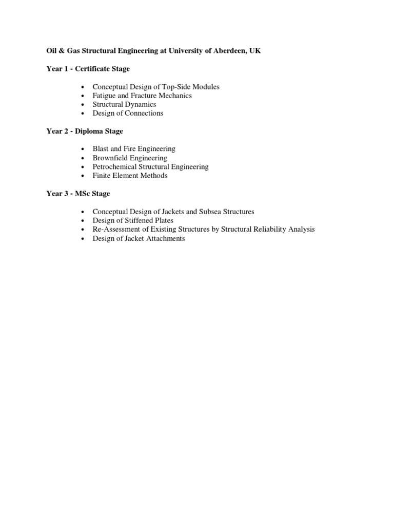 Oil & Gas Structural Engineering Topics at University of Aberdeen | PDF ...