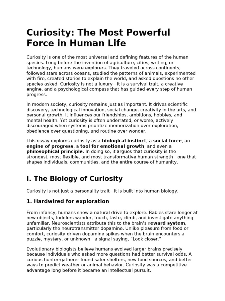 The Power of Curiosity in Human Life | PDF | Curiosity | Creativity