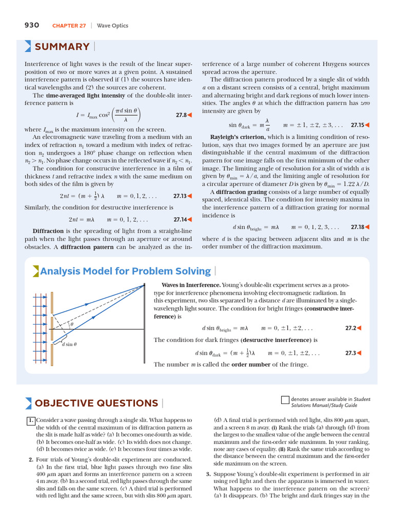 Wave Optics: Interference and Diffraction | PDF | Diffraction | Wavelength