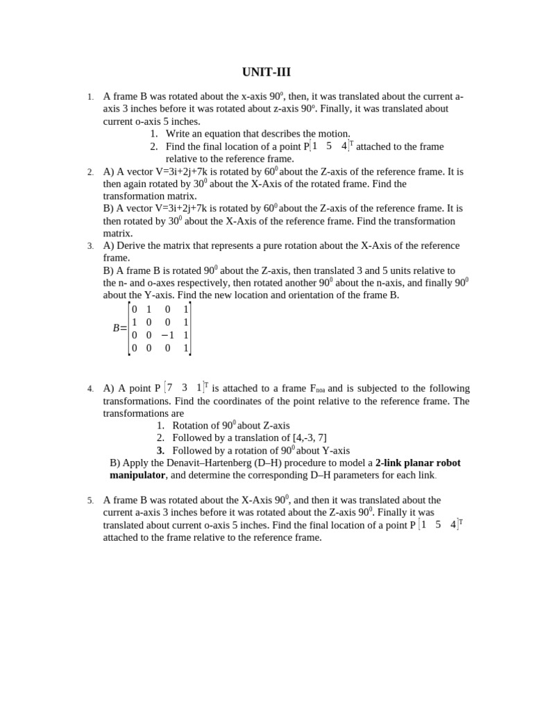 Transformations and Rotations in 3D Space | PDF