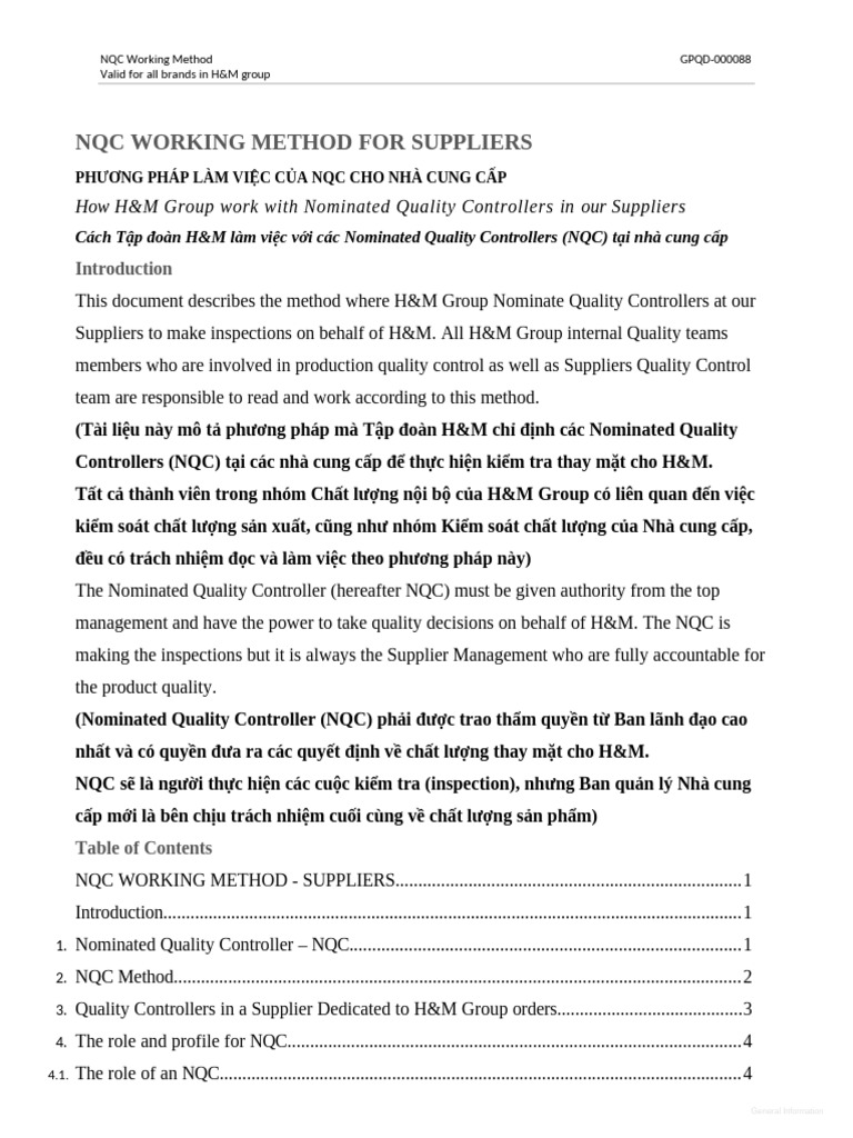 NQC Working Method For Suppliers | PDF