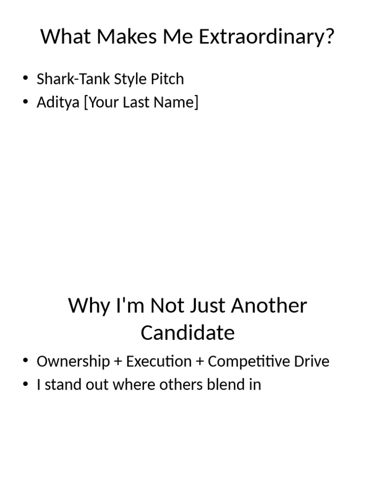 Unique Candidate Pitch: Finance & Leadership | PDF