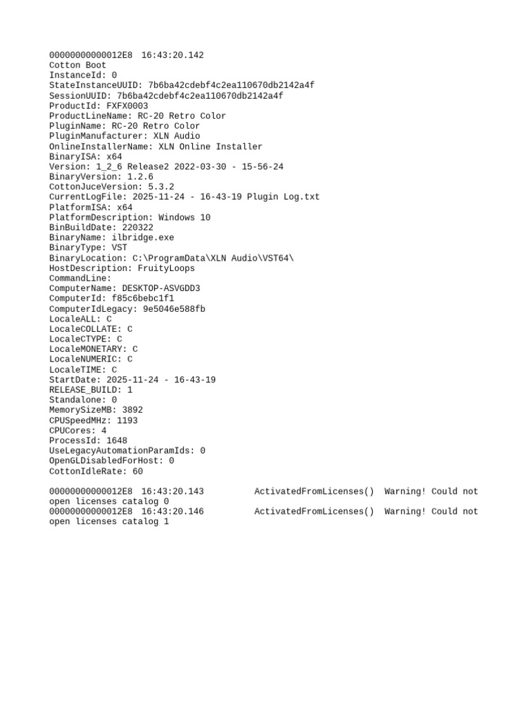 XLN Audio RC-20 Plugin Log Details | PDF