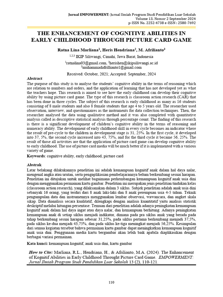 Enhancing Early Childhood Cognition via Games | PDF | Thought ...