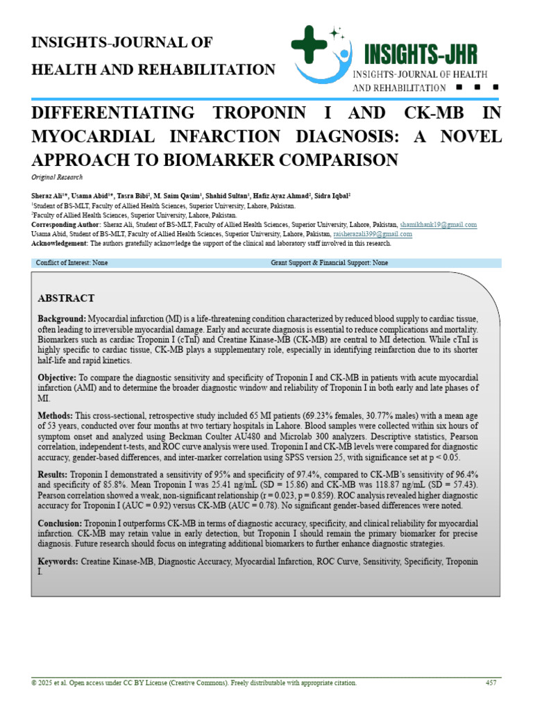Troponin I vs. CK-MB in MI Diagnosis | PDF | Myocardial Infarction ...