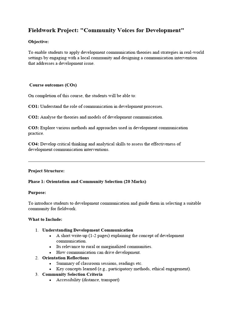 Community Voices for Development Project | PDF | Communication | Community
