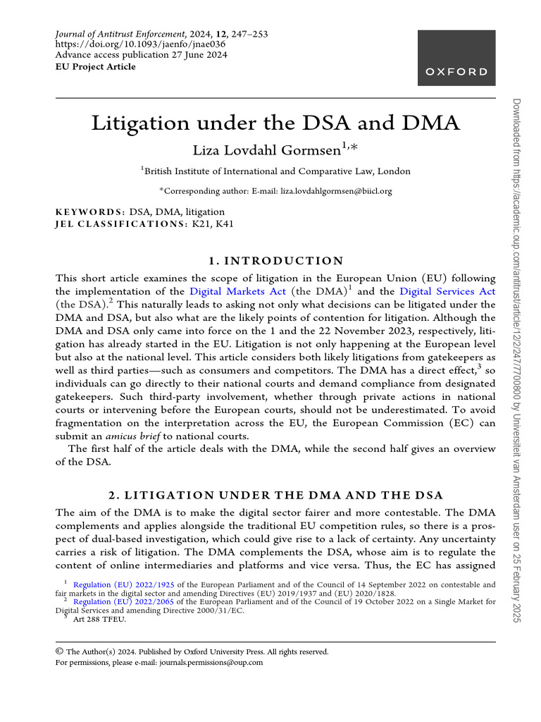 EU Litigation Under DSA and DMA Regulations | PDF | Regulatory Compliance