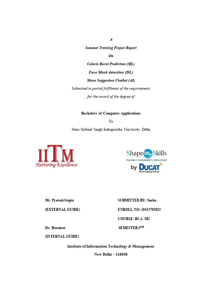 Summer Training on AI & ML Projects | PDF | Artificial Intelligence ...