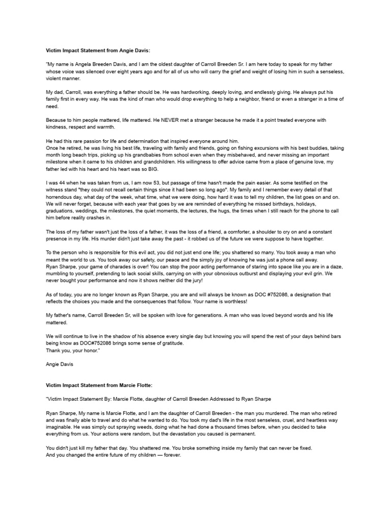 Victim impact statements read in court | PDF