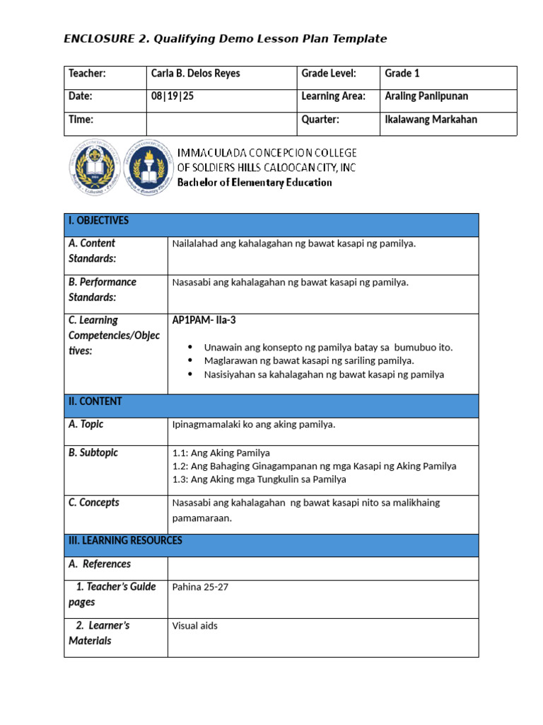 Detailed Lesson Plan | PDF