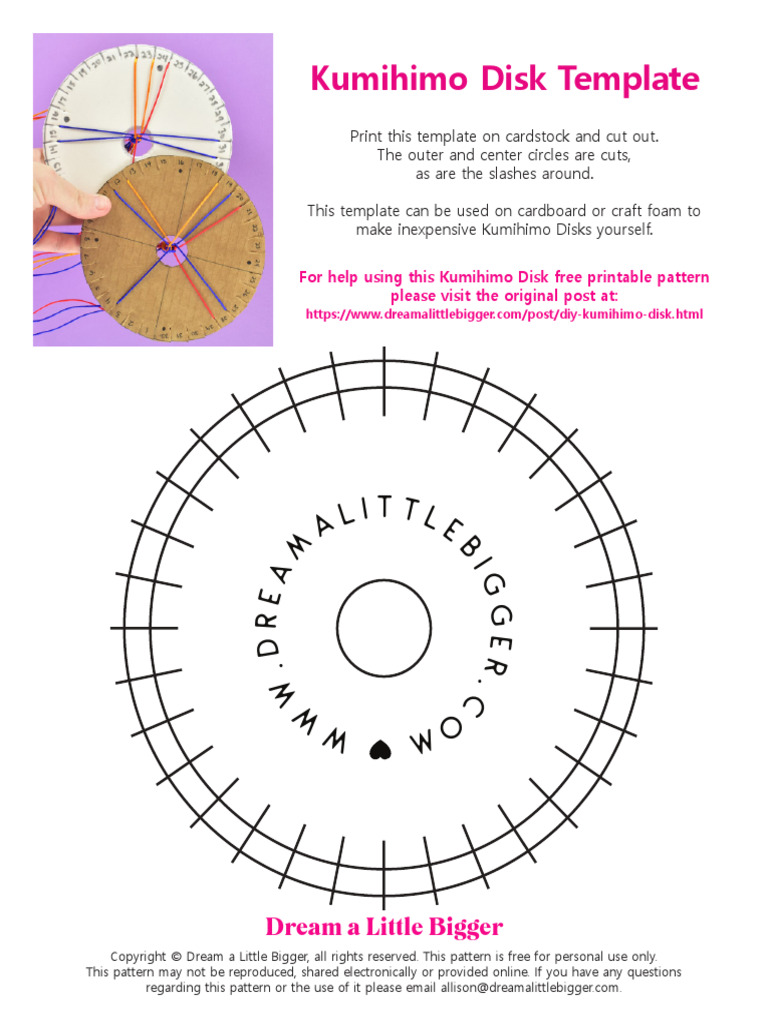 Diy Kumihimo Disk Template Pattern Dreamalittlebigger | PDF