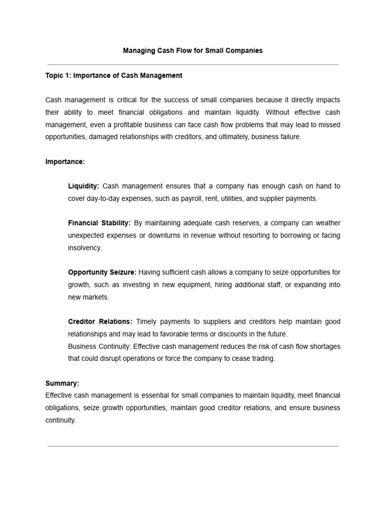 Essential Cash Flow Management for Small Businesses | PDF | Expense ...