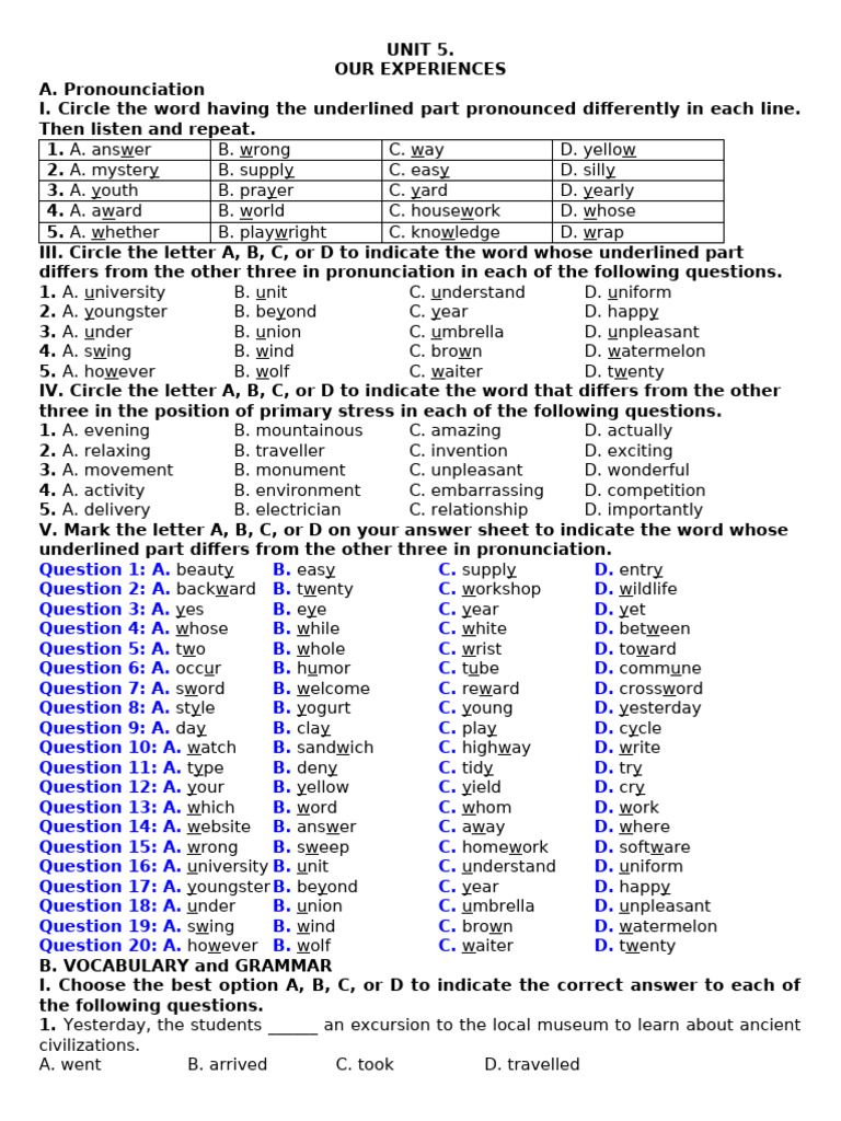 Pronunciation and Grammar Practice Exercises | PDF | Anxiety | Teachers