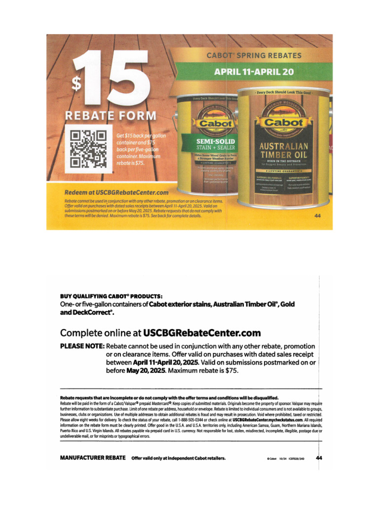 Cabot+Rebate+Form+Spring | PDF