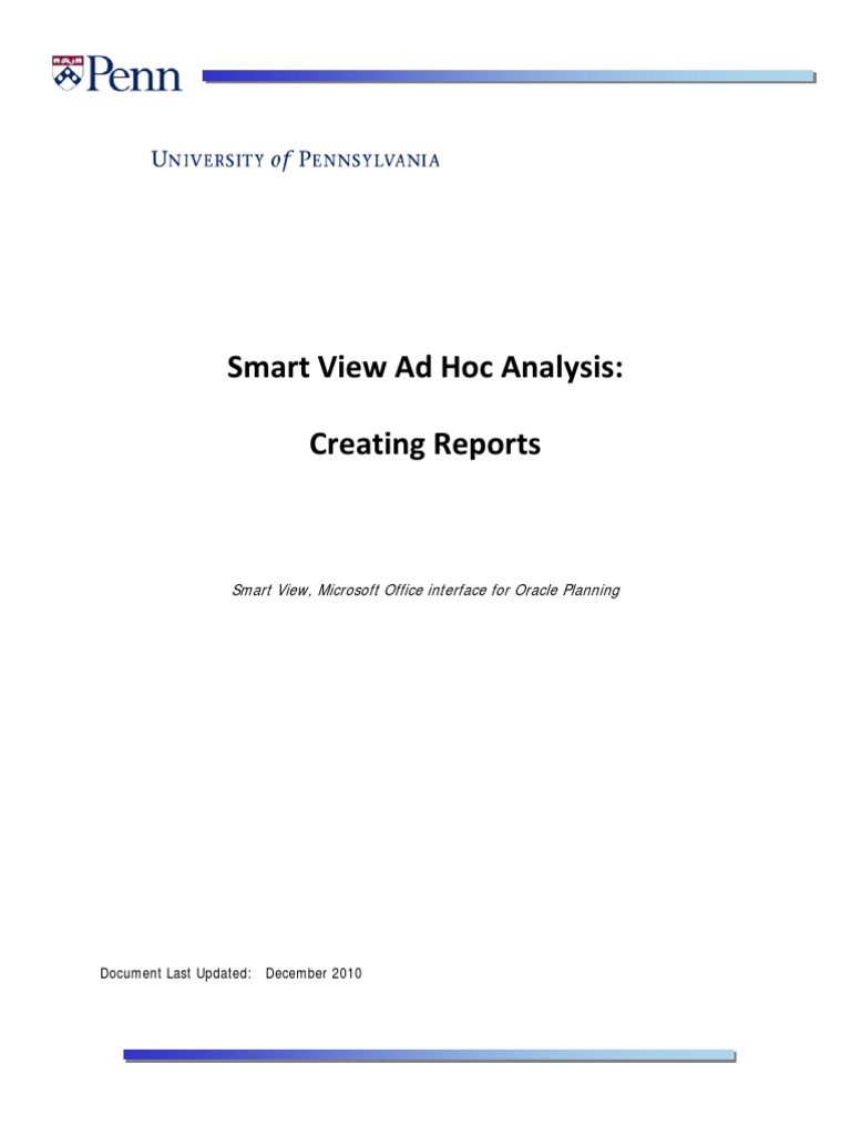 Smart View Excel Ad Hoc Reporting Guide | PDF | Microsoft Excel ...