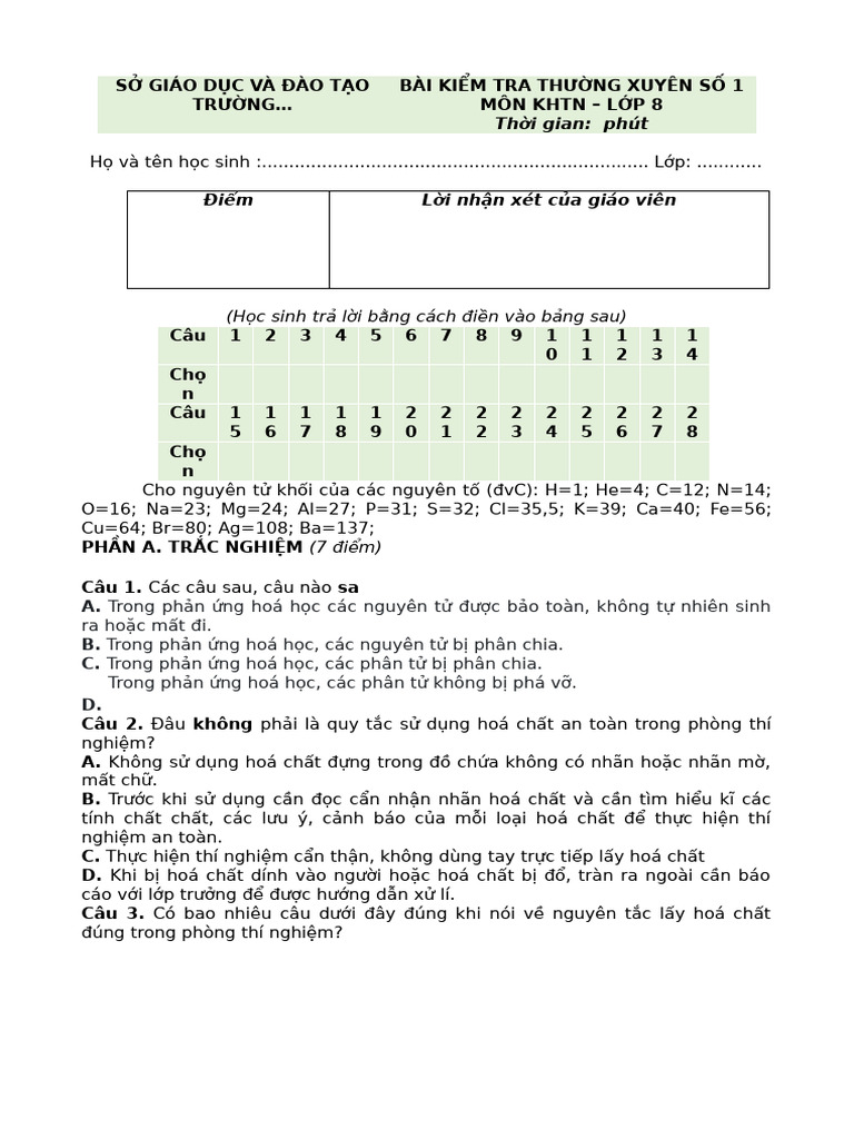 KHTN 8 - Chương 1 | PDF