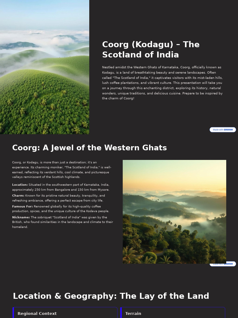 Discover Coorg: The Scotland of India | PDF | Foods
