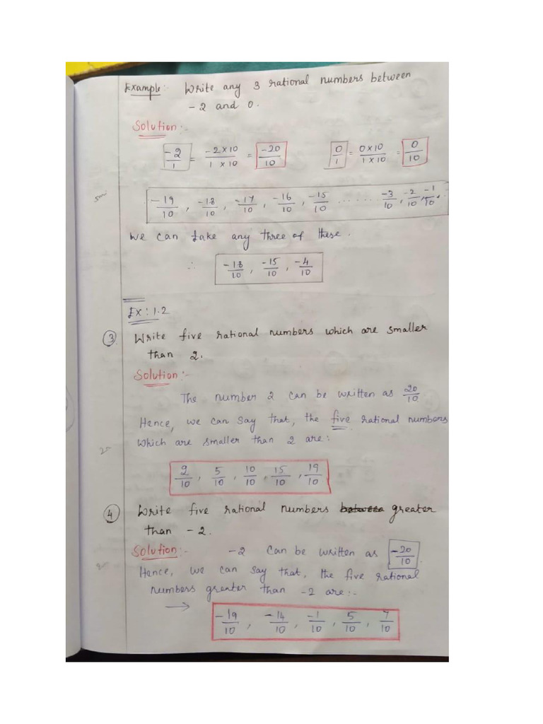 Class 8 Rational Numbers Between Two Rational Numbers | PDF