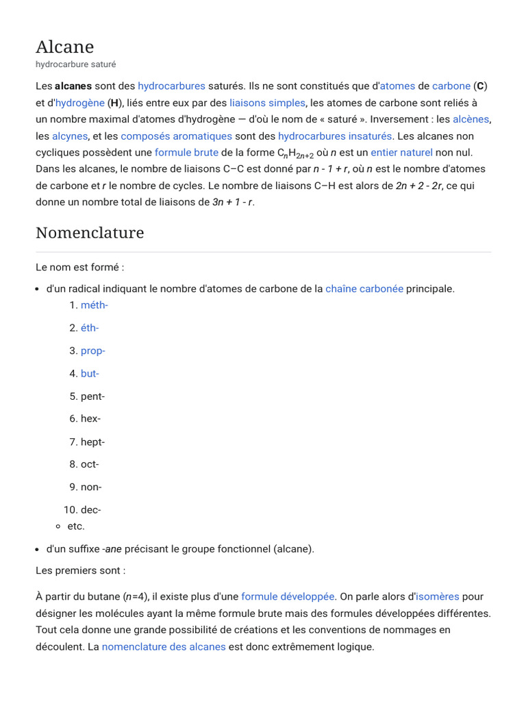 Comprendre les alcanes et leur nomenclature | PDF | Alcane | Chimie ...