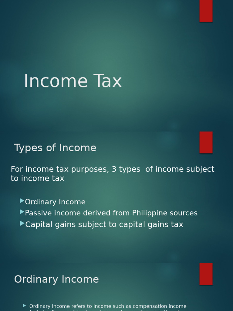 Types of Income and Tax Regulations | PDF | Capital Gains Tax | Taxes