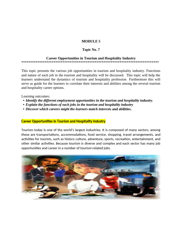 1.+THC1101+Module+5+Topics+7+and+8 | PDF | Tourism | Hospitality Industry