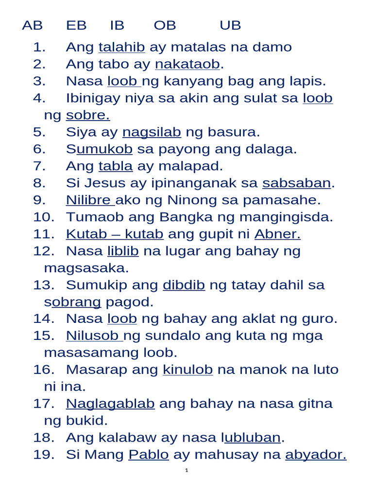 Sentences Filipino | PDF