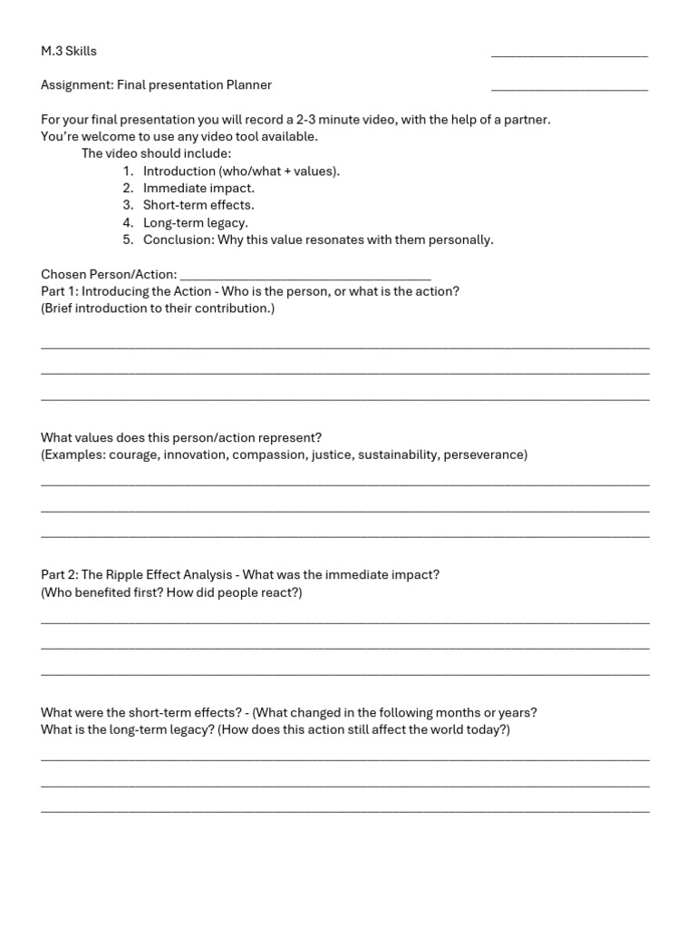 Final Presentation Video Planner Guide | PDF