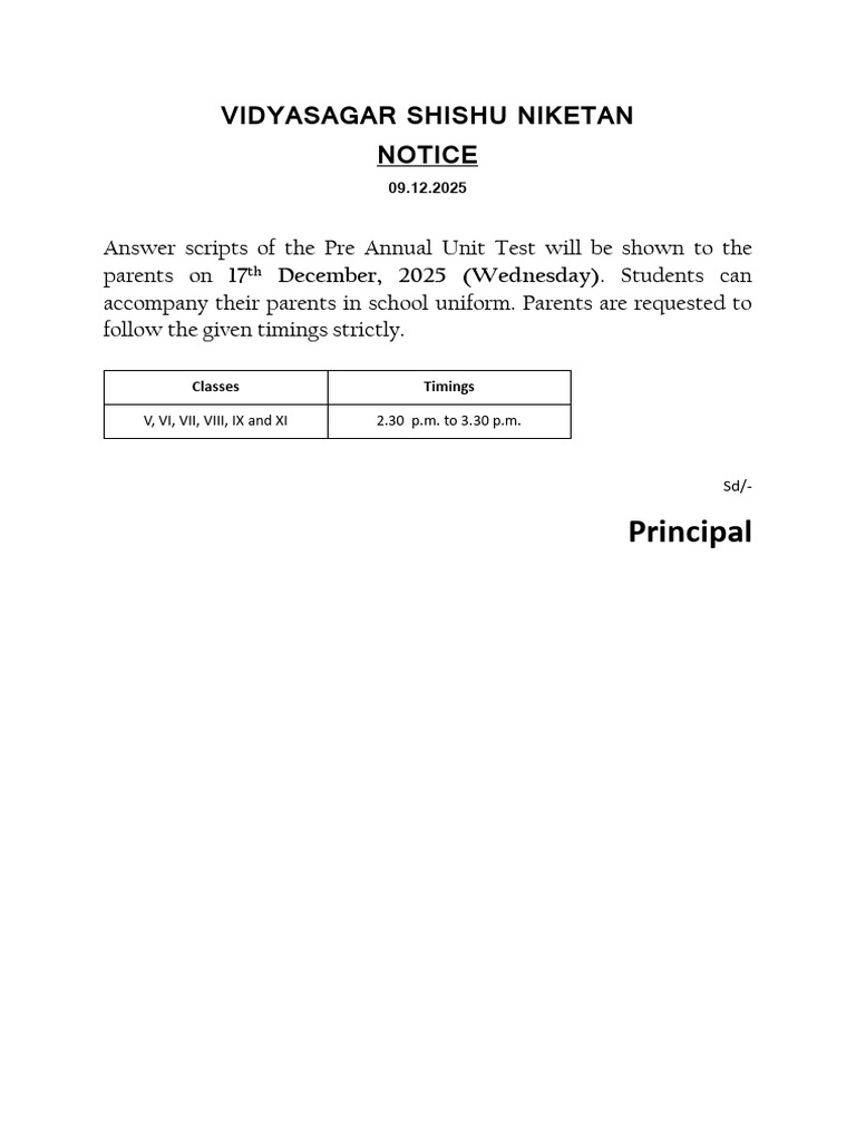 Pre Annual Unit Test Answer Scripts Notice | PDF