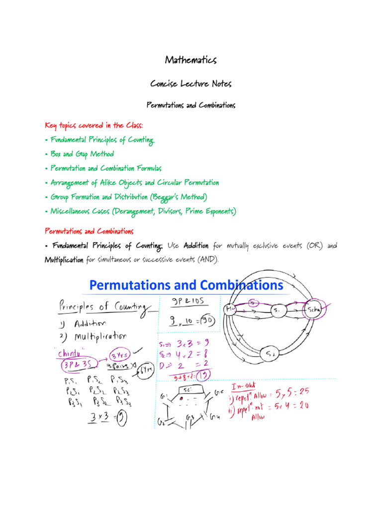 Permutations and Combinations Guide | PDF | Multiplication | Permutation