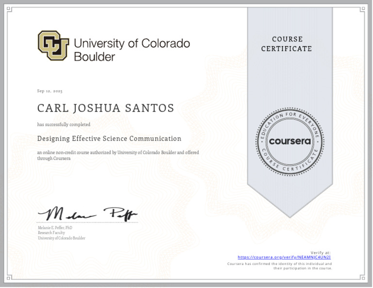 Effective Science Communication Course Completion | PDF