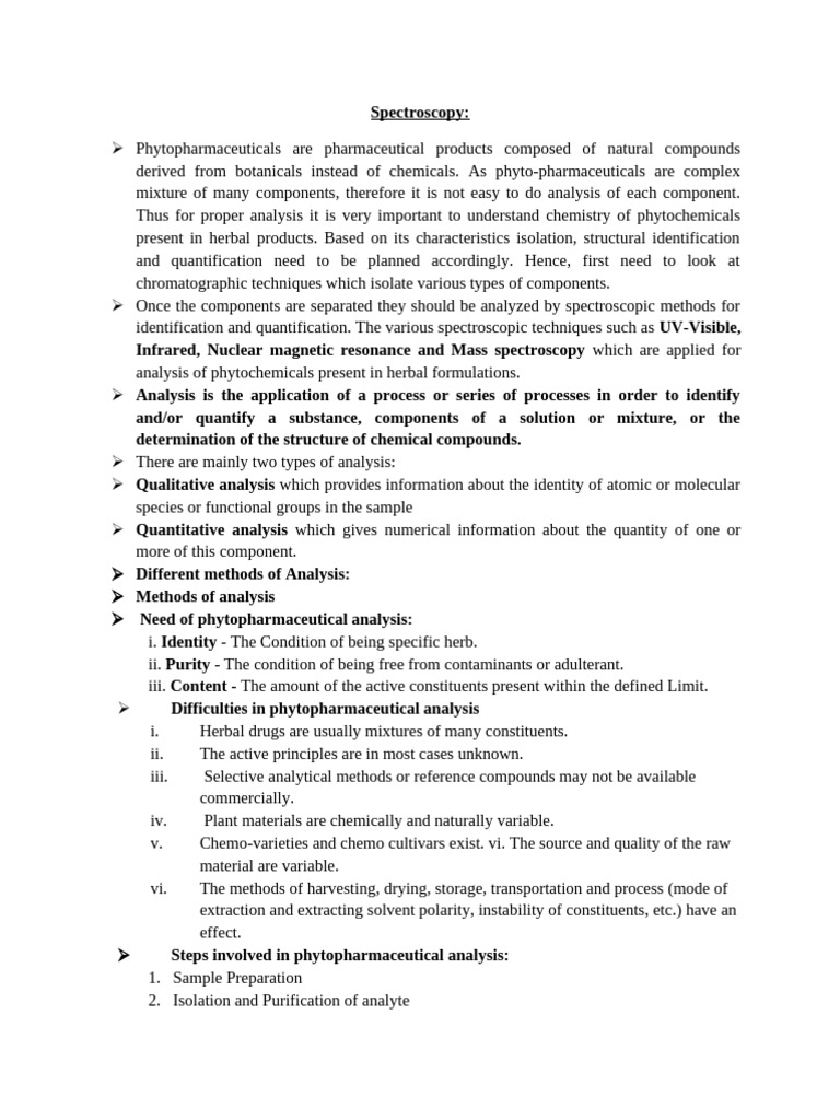 Phytopharmaceutical Analysis Techniques | PDF | Spectroscopy ...