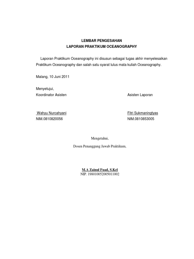 Laporan Praktikum Oseanografi