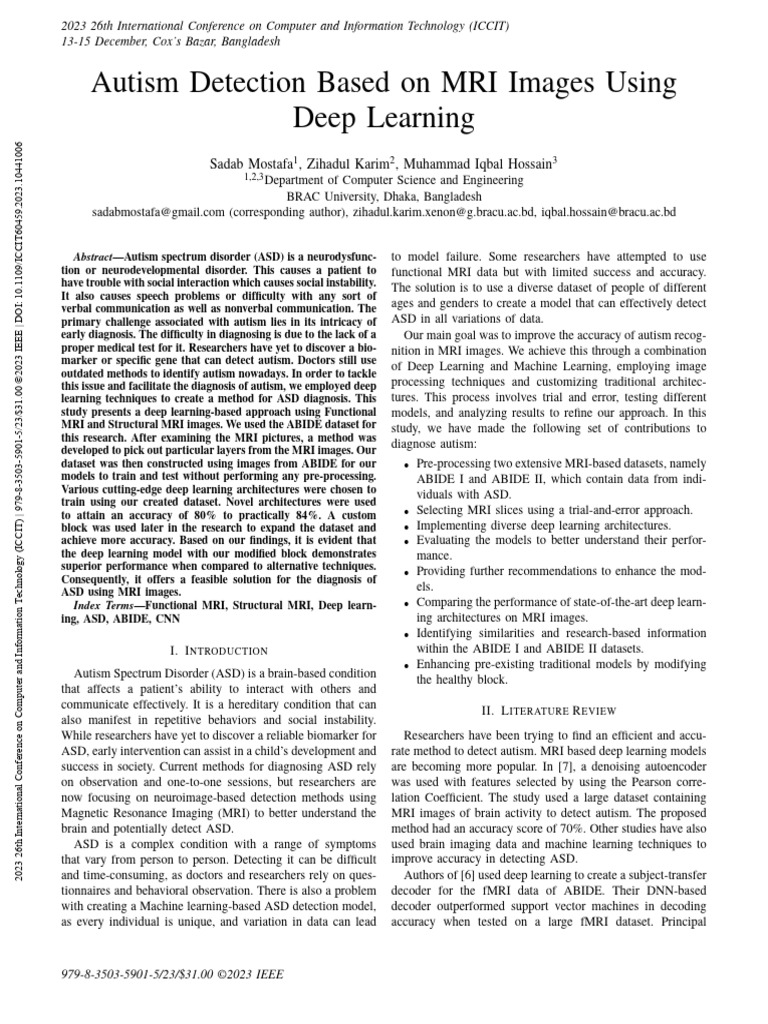 Autism Detection Based On MRI Images Using Deep Learning | PDF ...