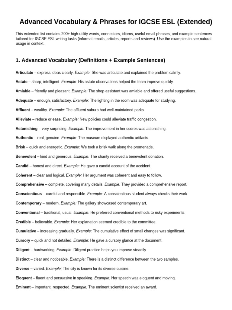 Advanced Vocab Full 200 Plus | PDF