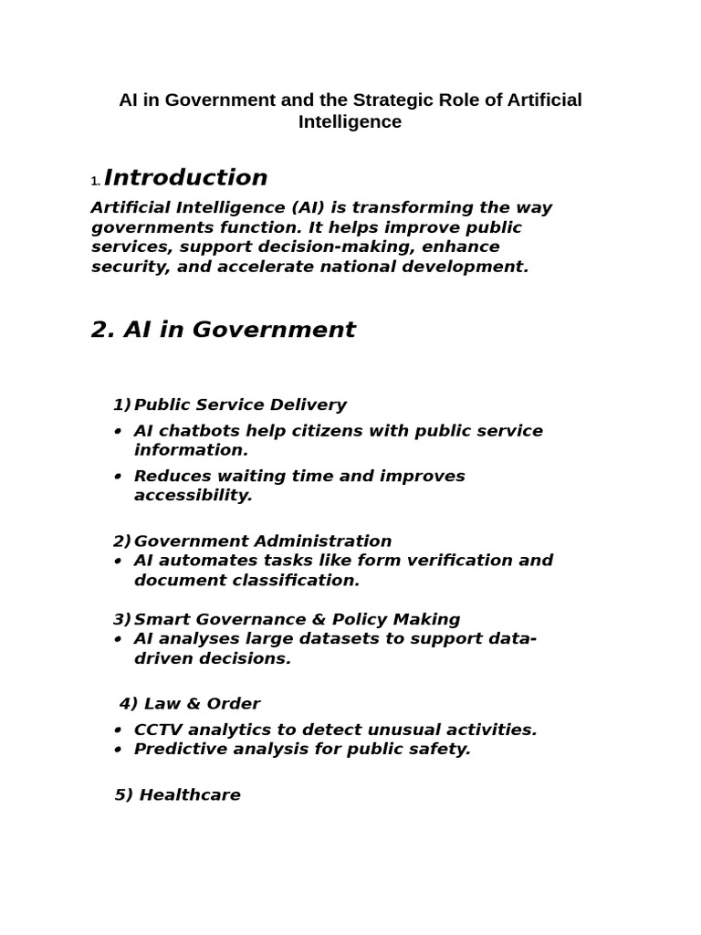 AI in Government and It's Strategic Role | PDF