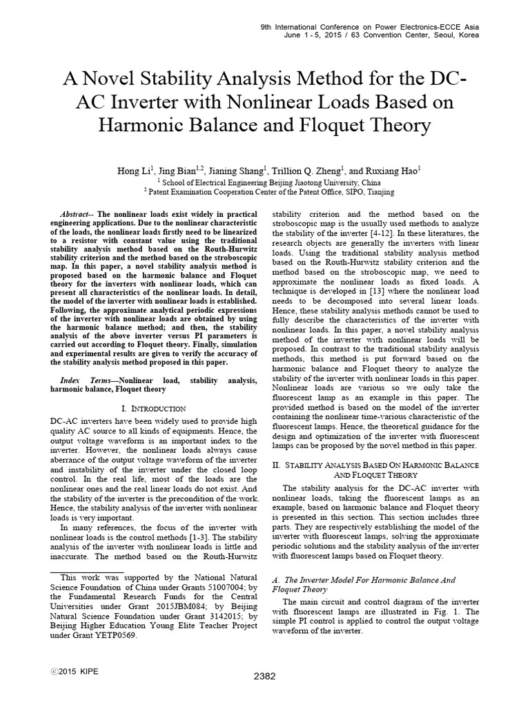 A Novel Stability Analysis Method For The DC-AC Inverter With Nonlinear ...