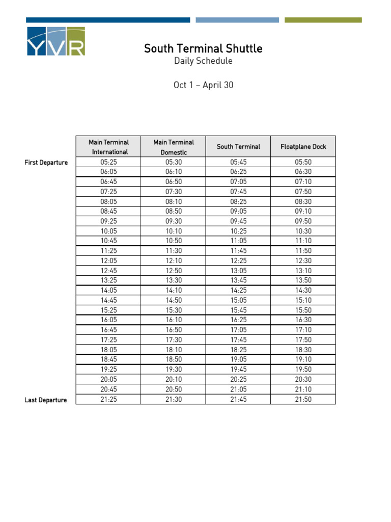 STB Shuttle Schedule - Winter | PDF