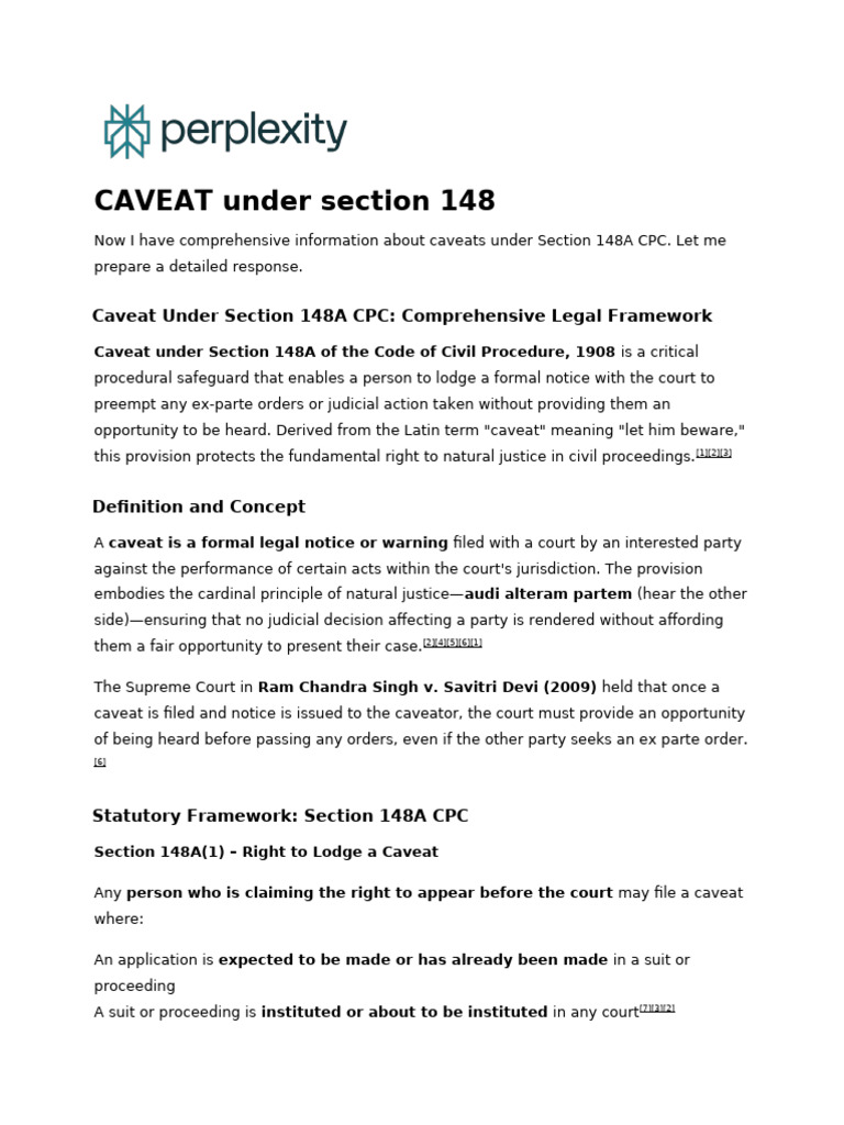 Understanding Caveats Under Section 148A CPC | PDF | Lawsuit | Ex Parte