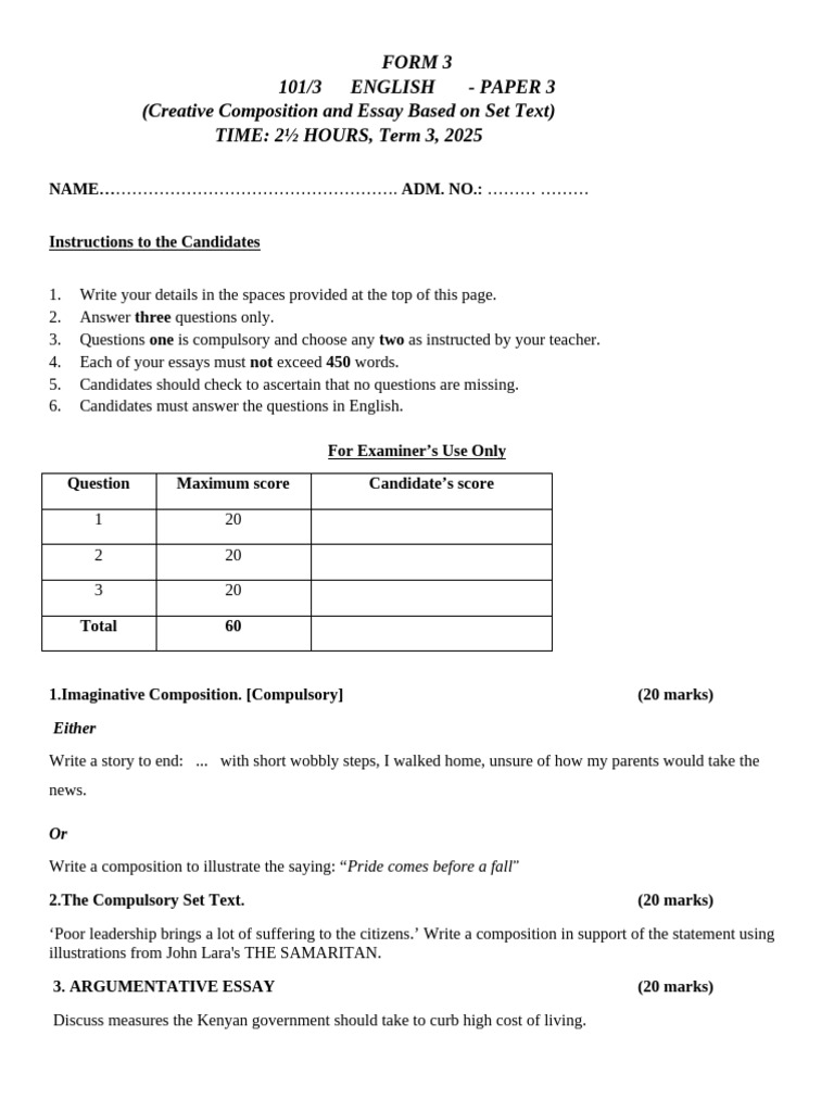 English f3 Pp3 Qs | PDF
