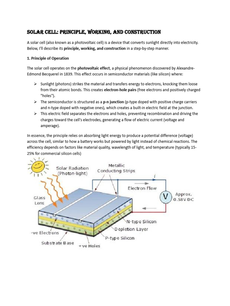 Solar Cell Principles and Construction Guide | PDF | Solar Cell ...