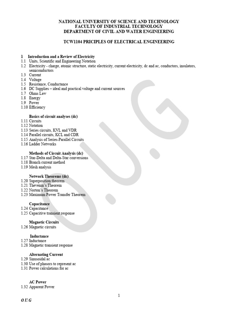 Principles of Electrical Engineering Overview | PDF | Electric Current ...
