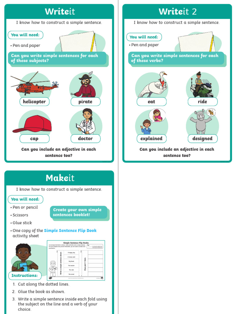 Simple Sentence Construction Activity | PDF