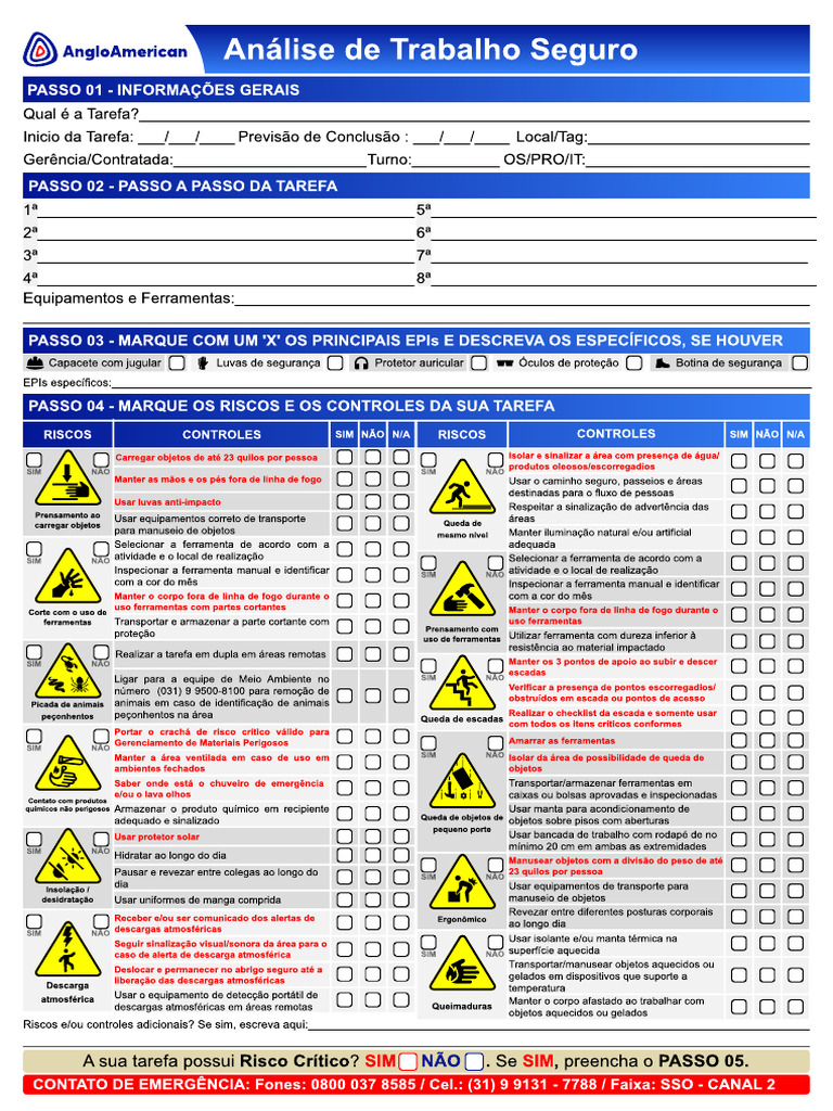 Análise de Riscos em Tarefas de Trabalho | PDF | Tráfego | Ferramentas
