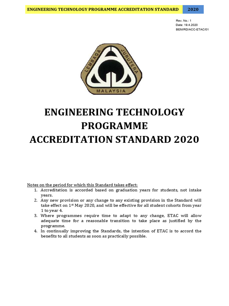 ETAC ETechnology Standard 2020 | PDF | Engineering | Curriculum