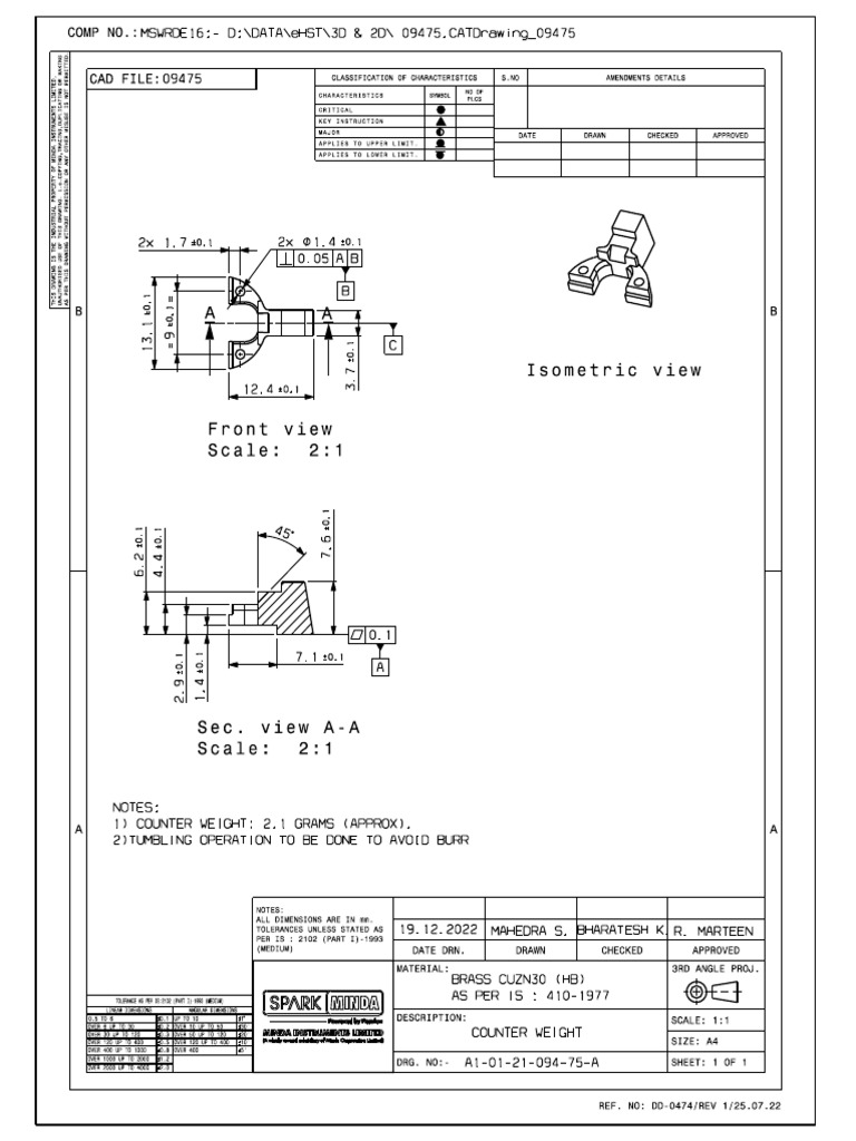 Counter Weight 09475 | PDF